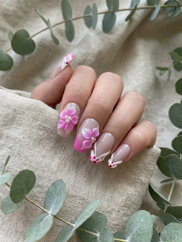 image Press-On Nails "Bali Bloom " – Forme Ballerine S Tany Mena