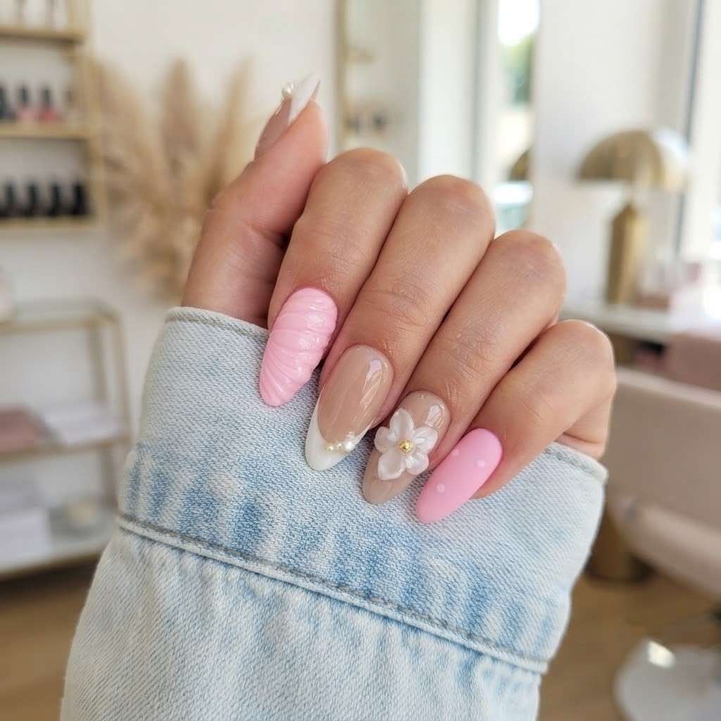 image Press-On Nails "Blush Blossom " –Amande M Tany Mena