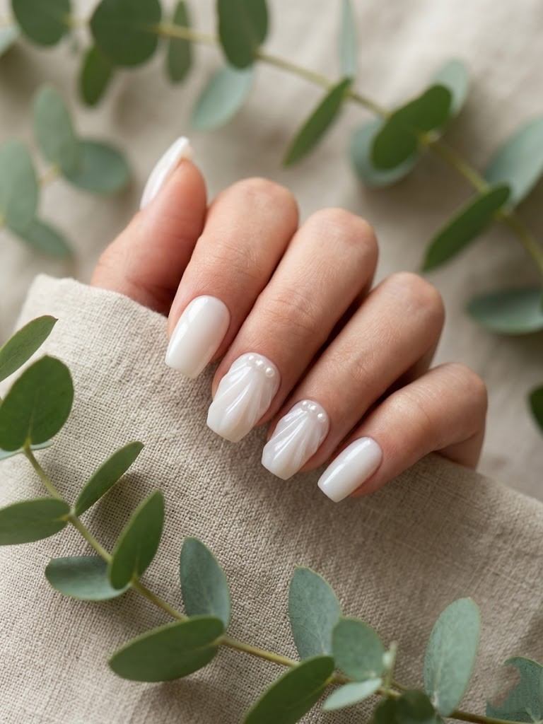 image Press-On Nails "Pearl tide nails " – Forme Coffin XS Tany Mena