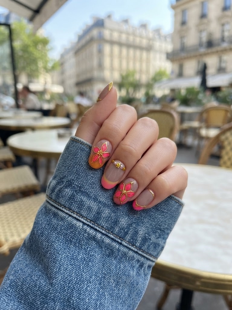 image Press-On Nails SUR COMMANDE  "Sunset Paradise " – Forme Ovale  S Tany Mena