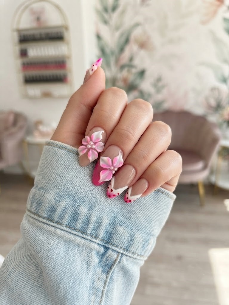 image Press-On Nails "Bali Bloom " – Forme Amande M Tany Mena