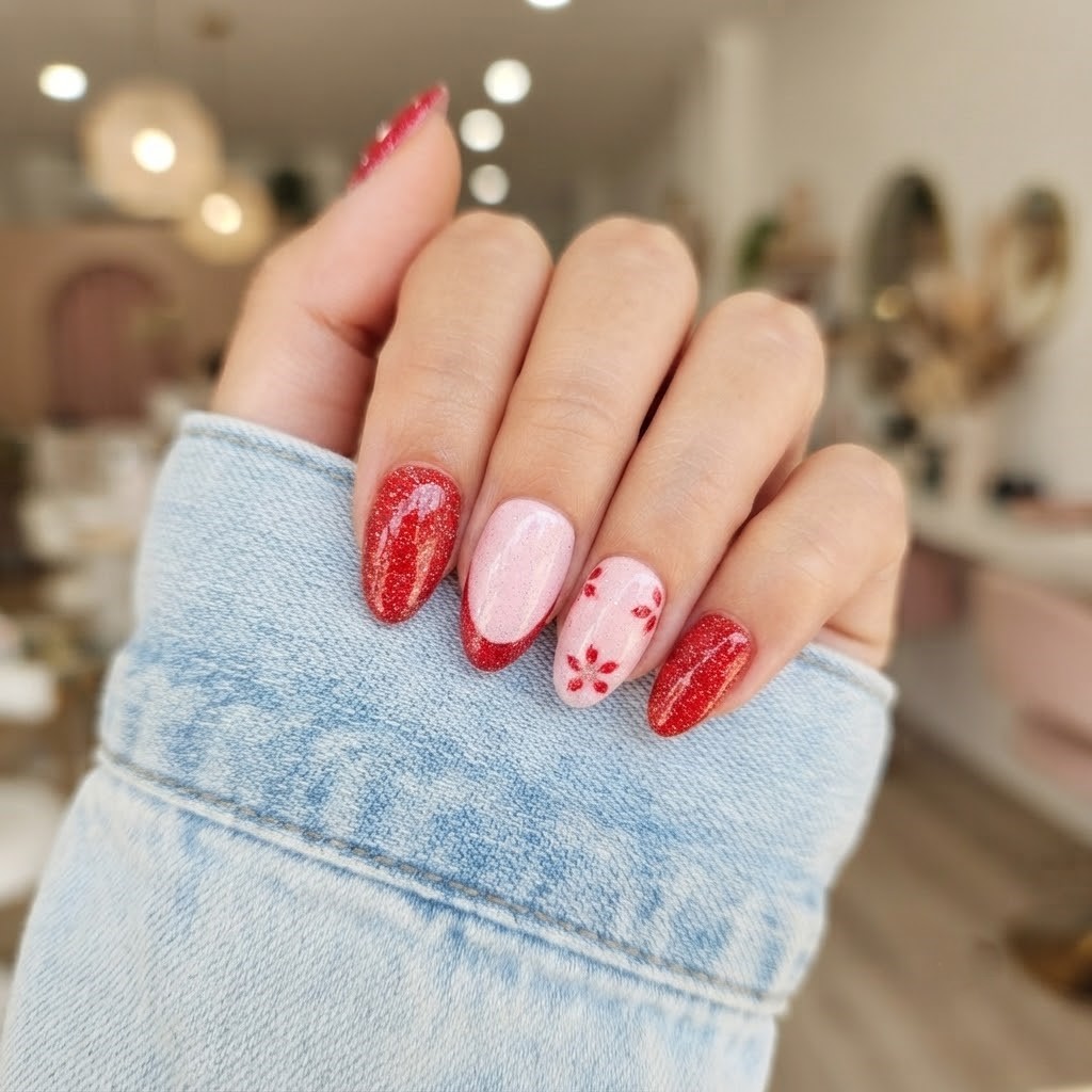 image Press-On Nails " Cherry Blossom  " – Forme Rond XS Tany Mena