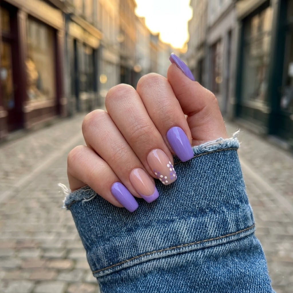 image Press-On Nails "Lilac Petals  " – Forme Coffin S Tany Mena