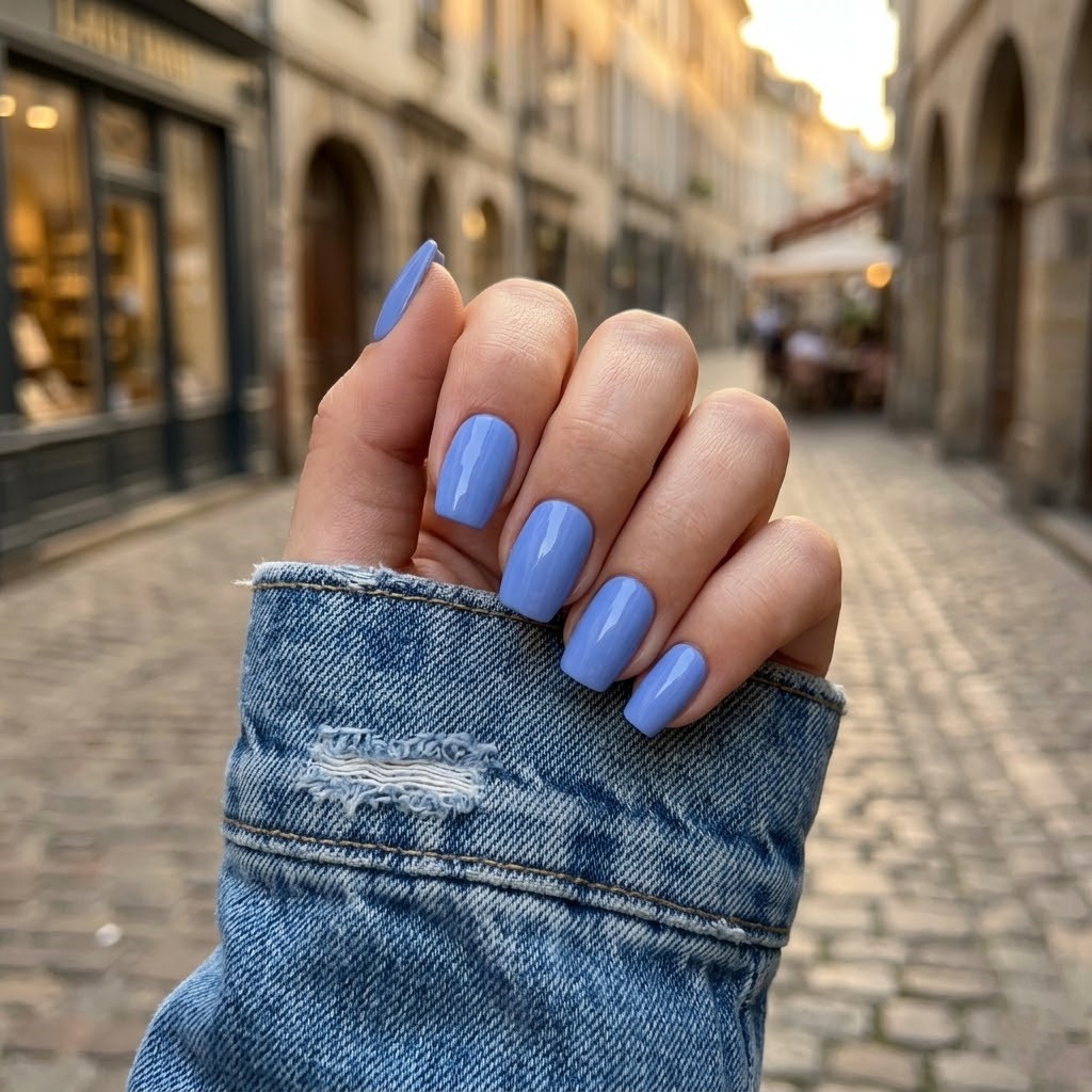 image Press-On Nails " Blue Whisper   " – Forme Coffin XS Tany Mena