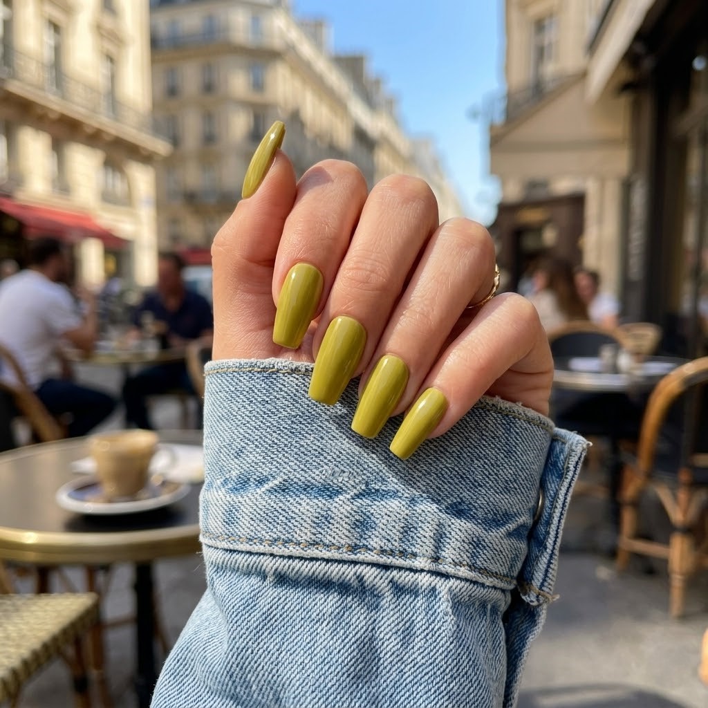 image Press-On Nails " Frech Lemon " – Forme Coffin M Tany Mena
