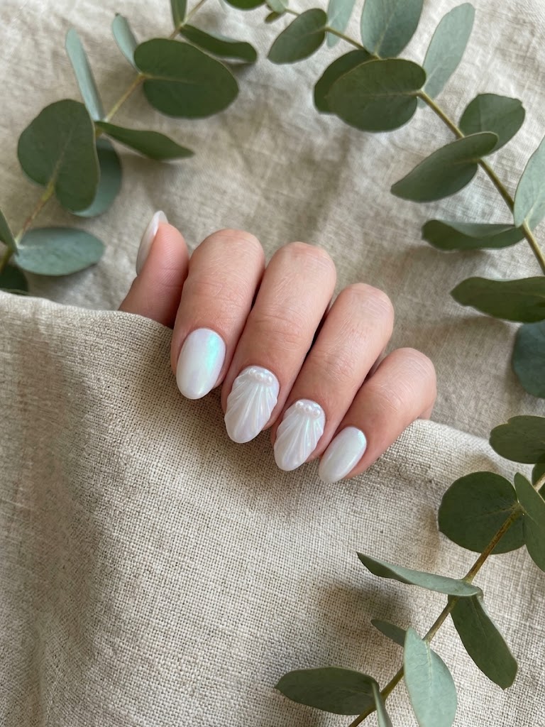 image Press-On Nails "Pearl tide nails " – Forme Rond XS Tany Mena