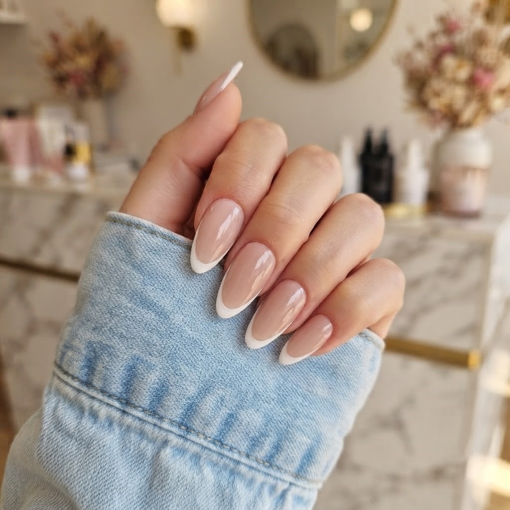 image Press-On Nails "French Milky Pink   " – Forme Amande M Tany Mena