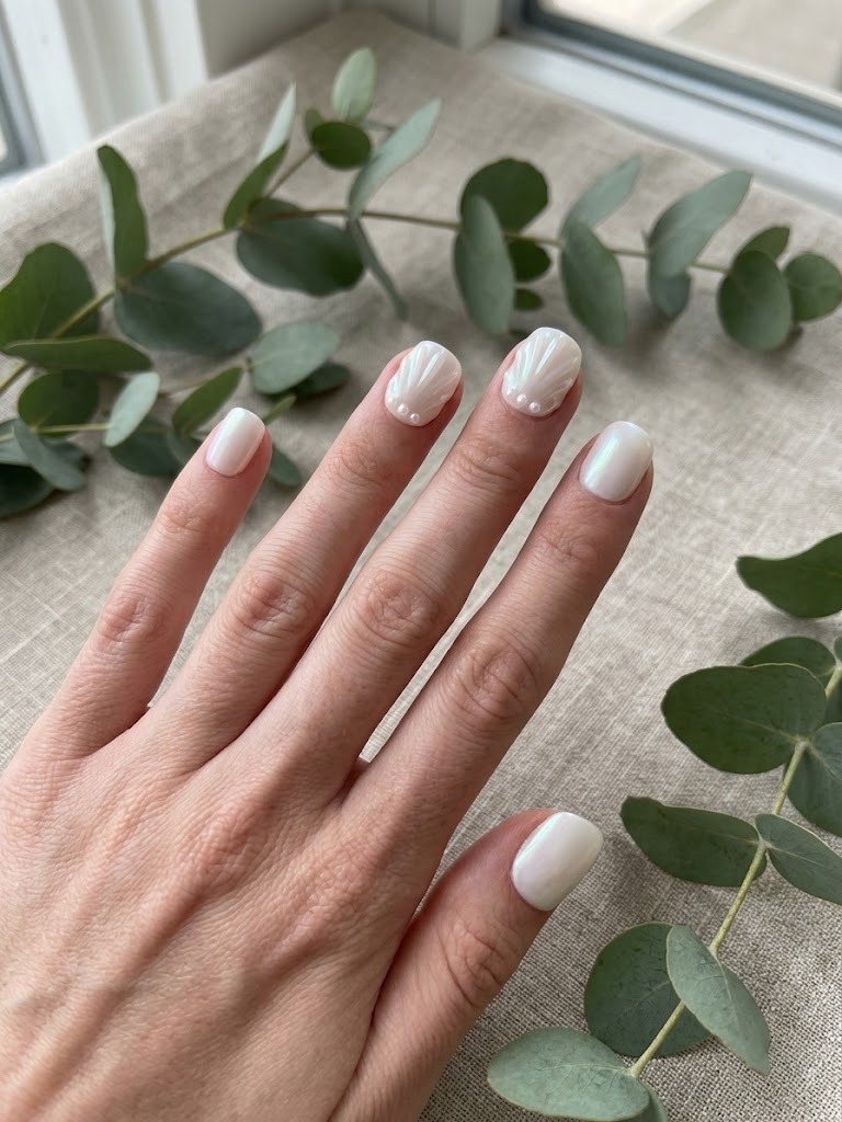 image Press-On Nails "Pearl tide nails " – Forme carré XS Tany Mena