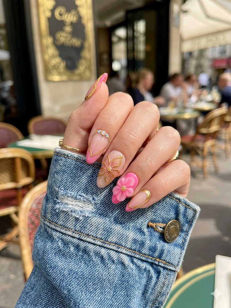 image Press-On Nails "Oasis Tropical" – Forme Amande S Tany Mena