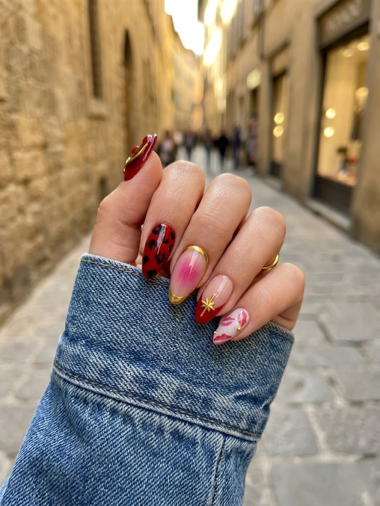 image Press-On Nails "velvet kiss passion " – Forme Amande S Tany Mena