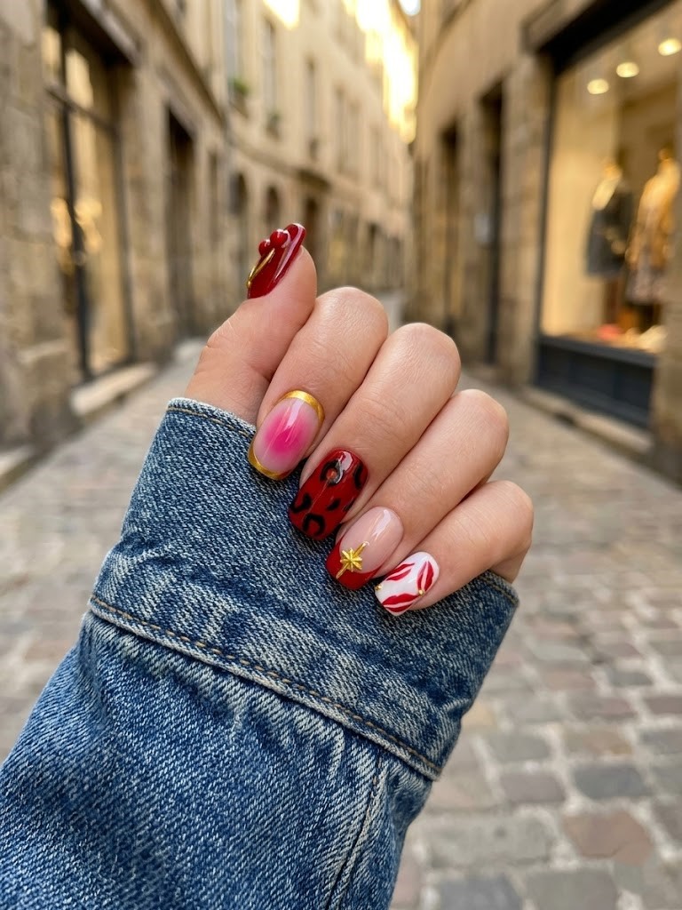 image Press-On Nails "velvet kiss passion " – Forme Carré  S Tany Mena